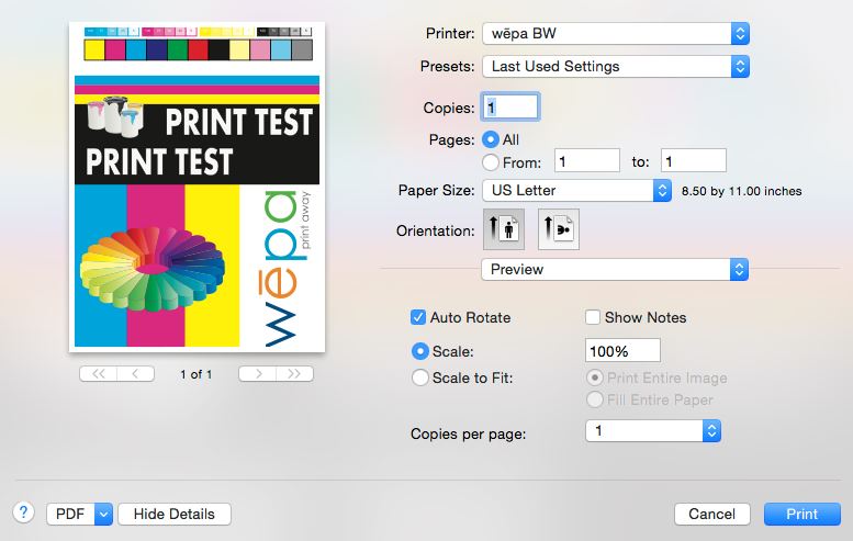 mac pdf print window