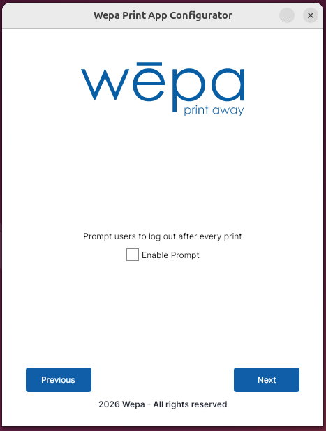 Linux Print App enable logout prompt setting