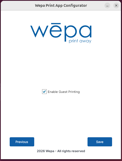 Linux Print App allow guest printing setting