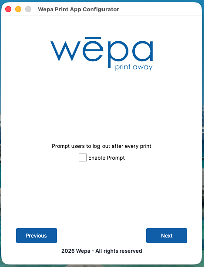 Mac Print App prompt users to log out after every print setting