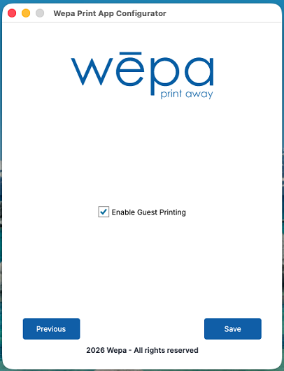 Mac Print App enable guest printing setting