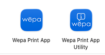 Mac applications showing Wepa Print App and Wepa Print App Utility