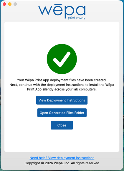 Wepa Lab Configurator final generated view on macOS