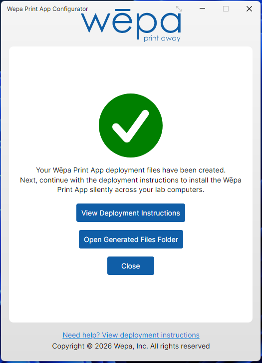 Wepa Lab Configurator final generated view