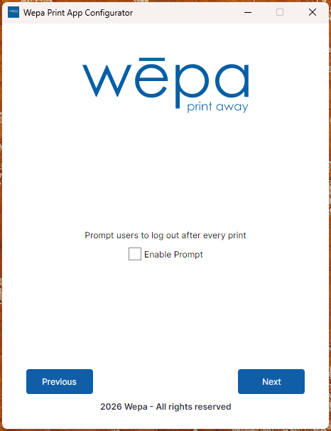 Windows Print App prompt users to log out after every print setting