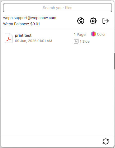 Windows Print App documents uploaded list
